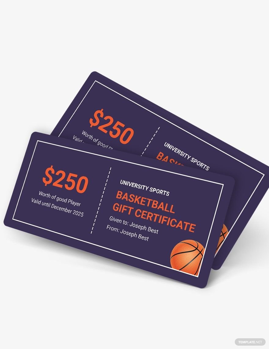Basketball Gift Certification Template
