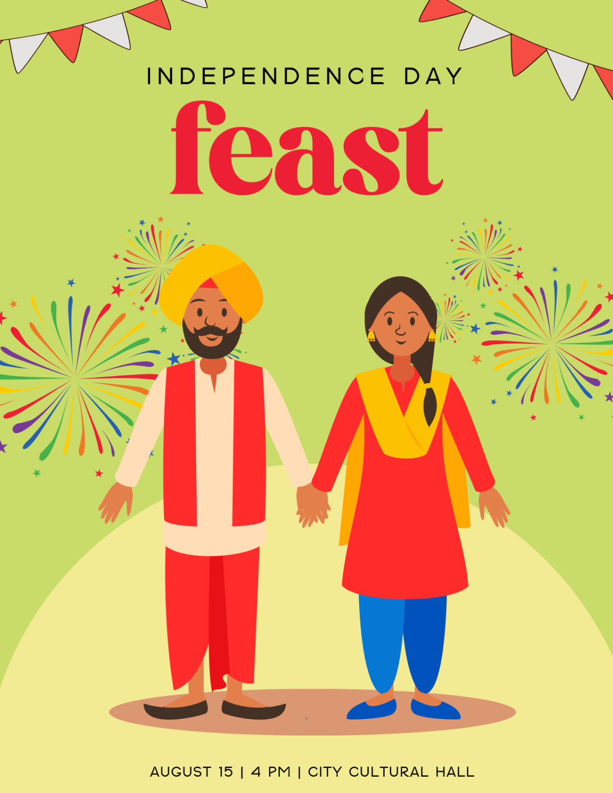 Free India Independence Day Digital Flyer Template to Edit Online