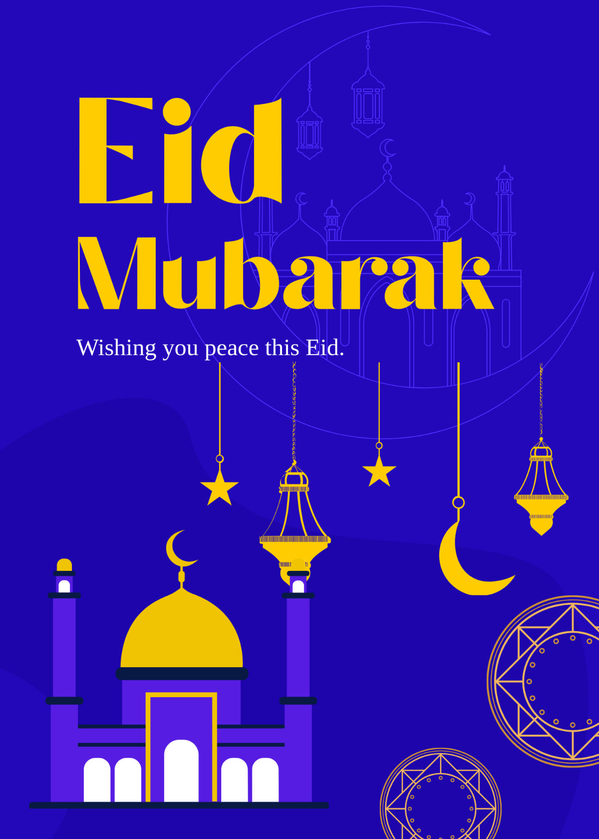 Gold Arabic Eid Mubarak Template