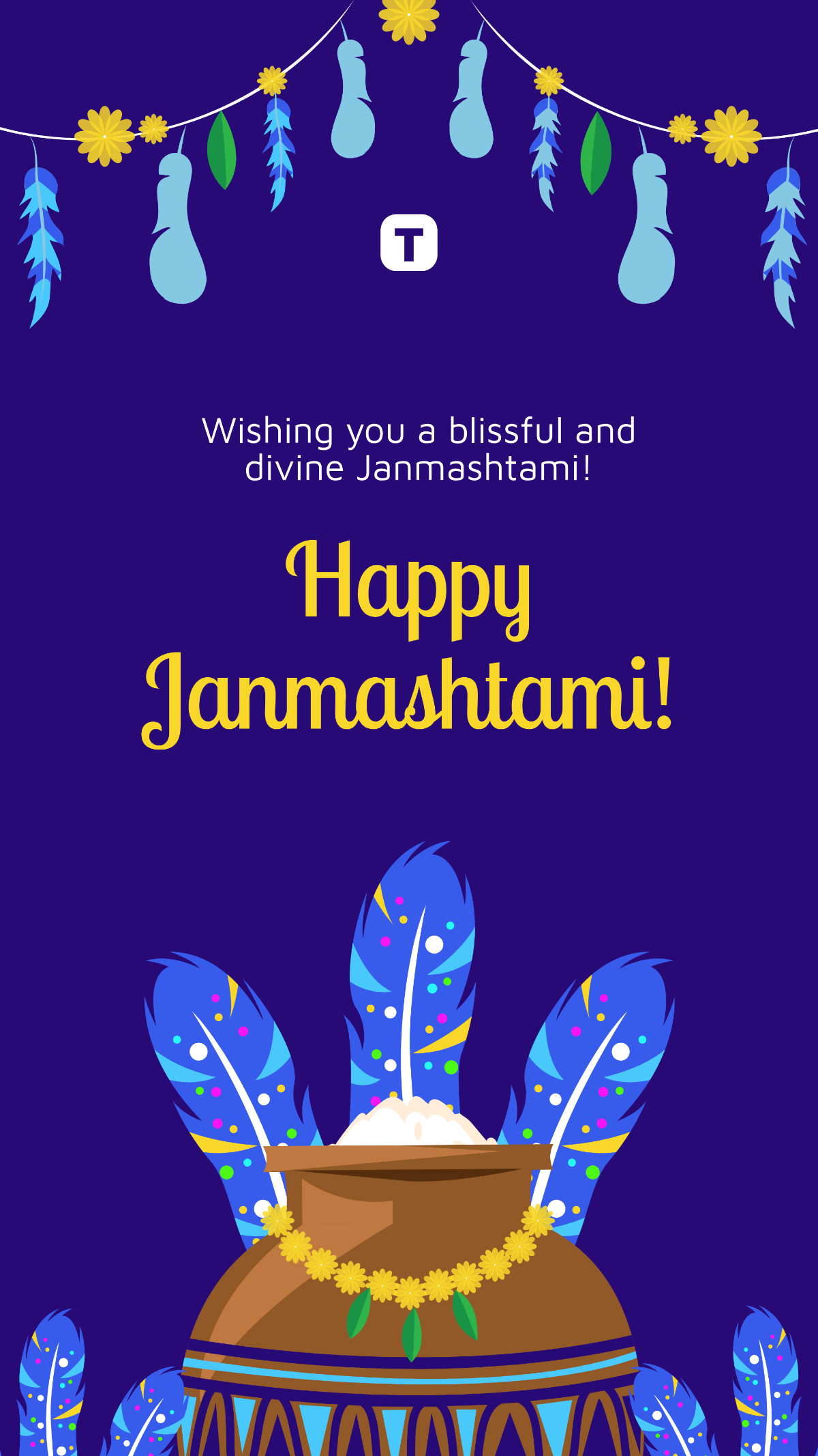 Free Happy Janmashtami Quotes Design Template