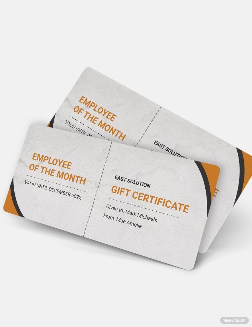 Employee of the Month Gift Certificate Template