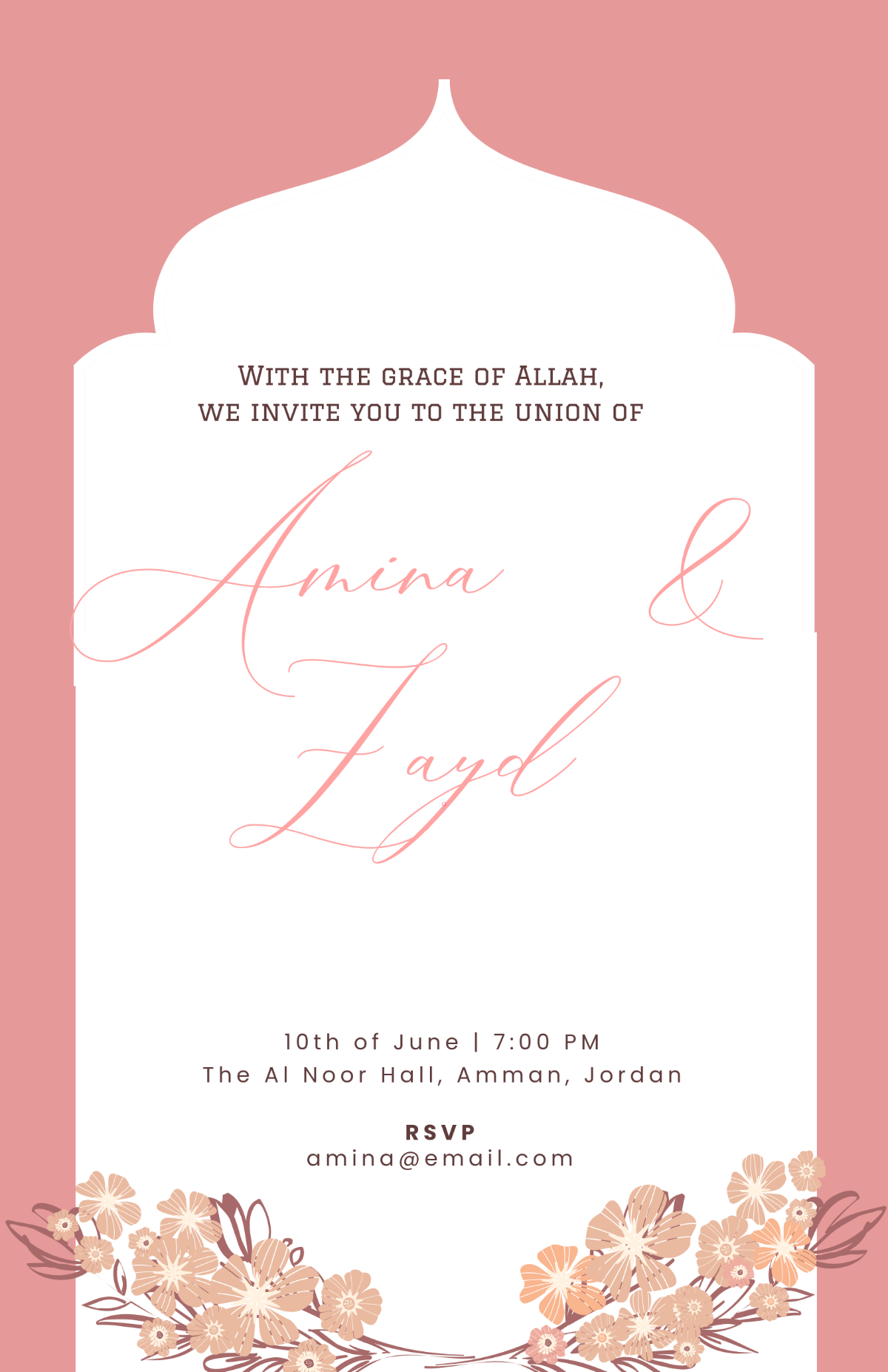 Free Arabic Wedding Announcement Template to Edit Online