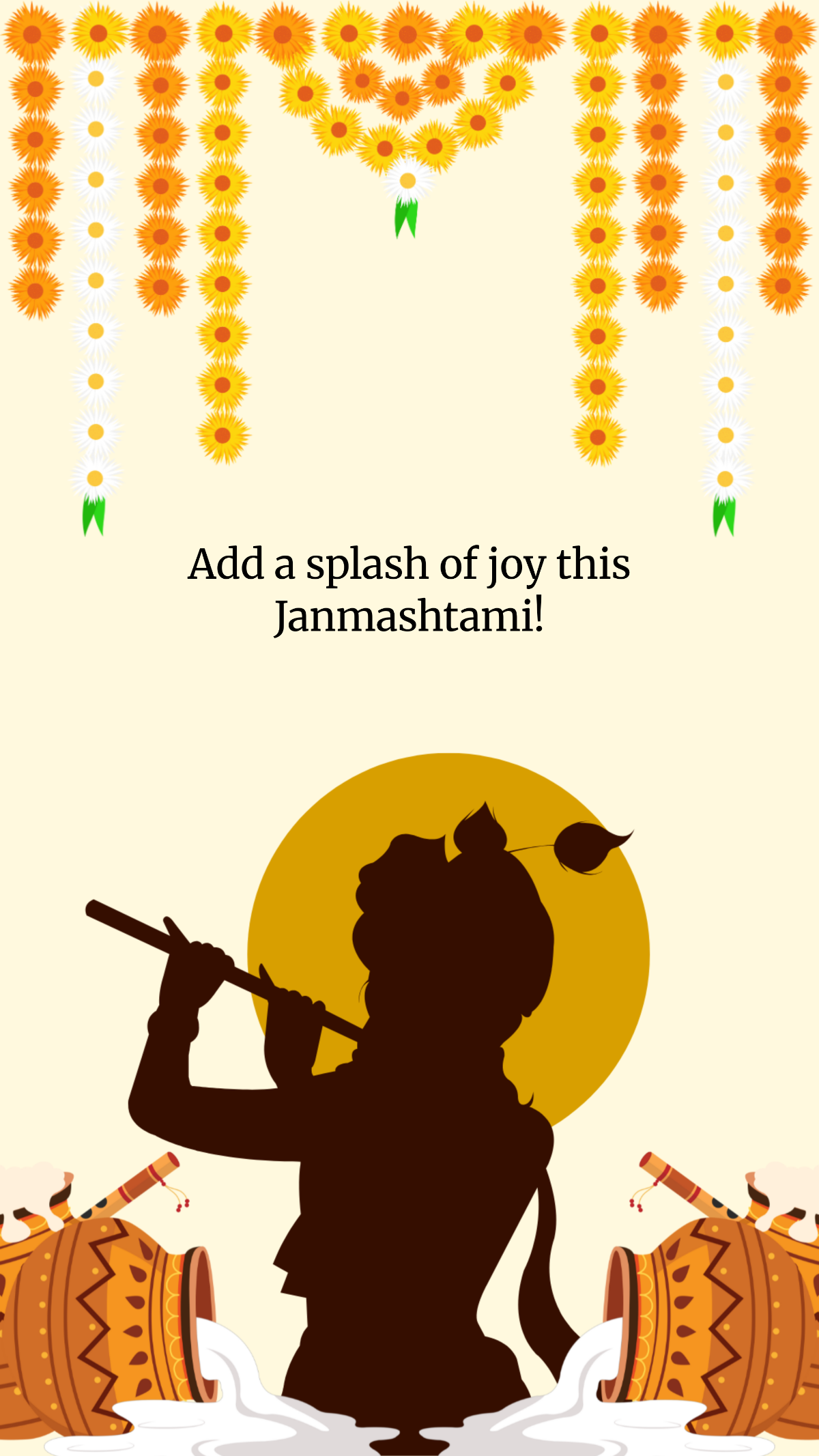 Free Joyous Yellow Janmashtami Quote Template