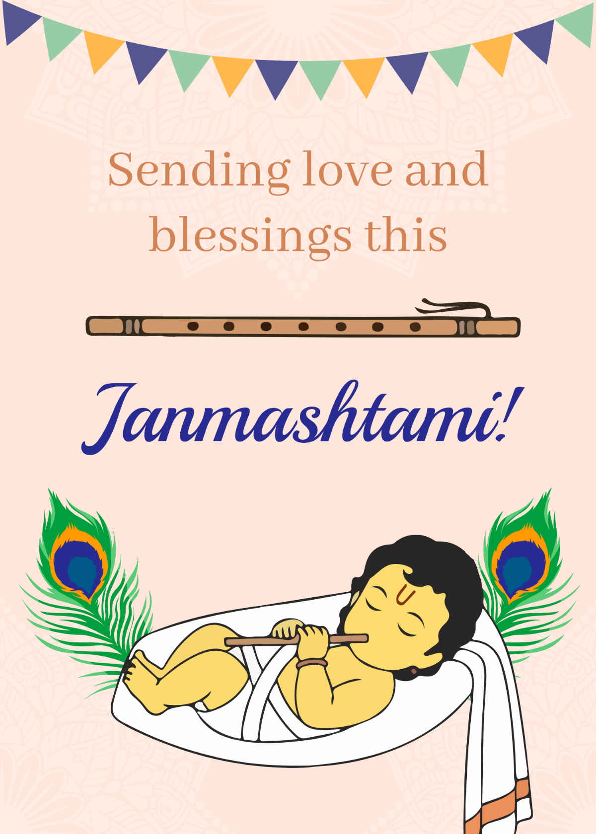 Free Janmashtami Quotes Greeting Card Template