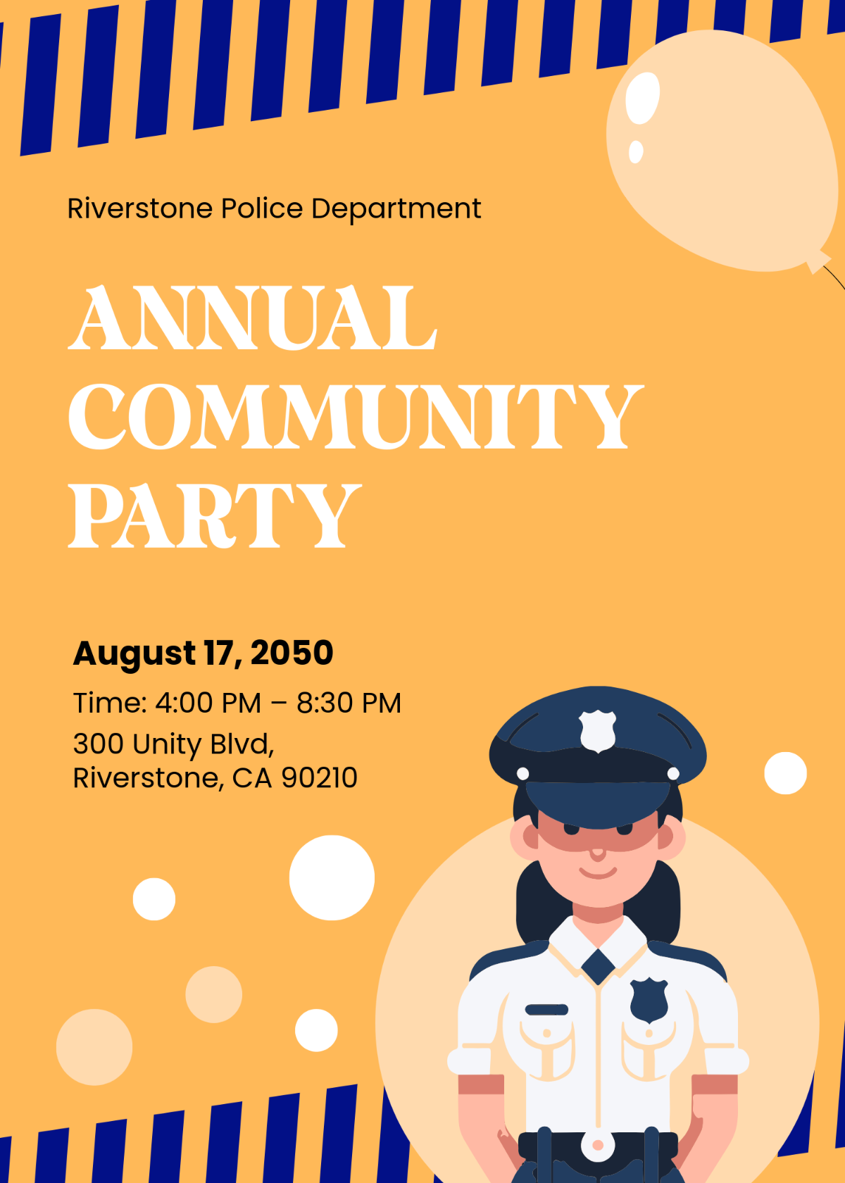 Free Police Party Invitation Card Template