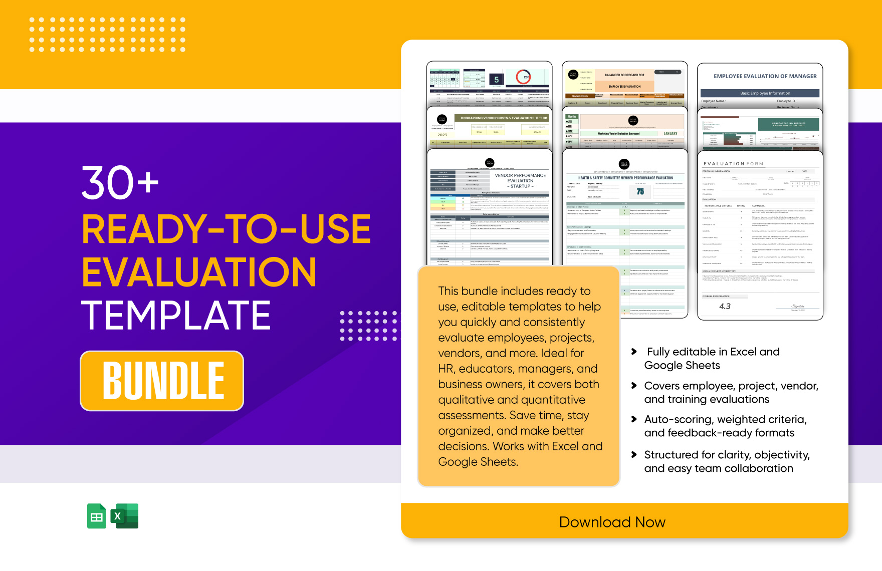 25+ Ready-to-Use Evaluation Template Bundle in Excel, Google Sheets to Download
