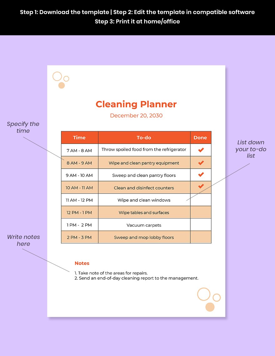 Blank Cleaning Planner Template