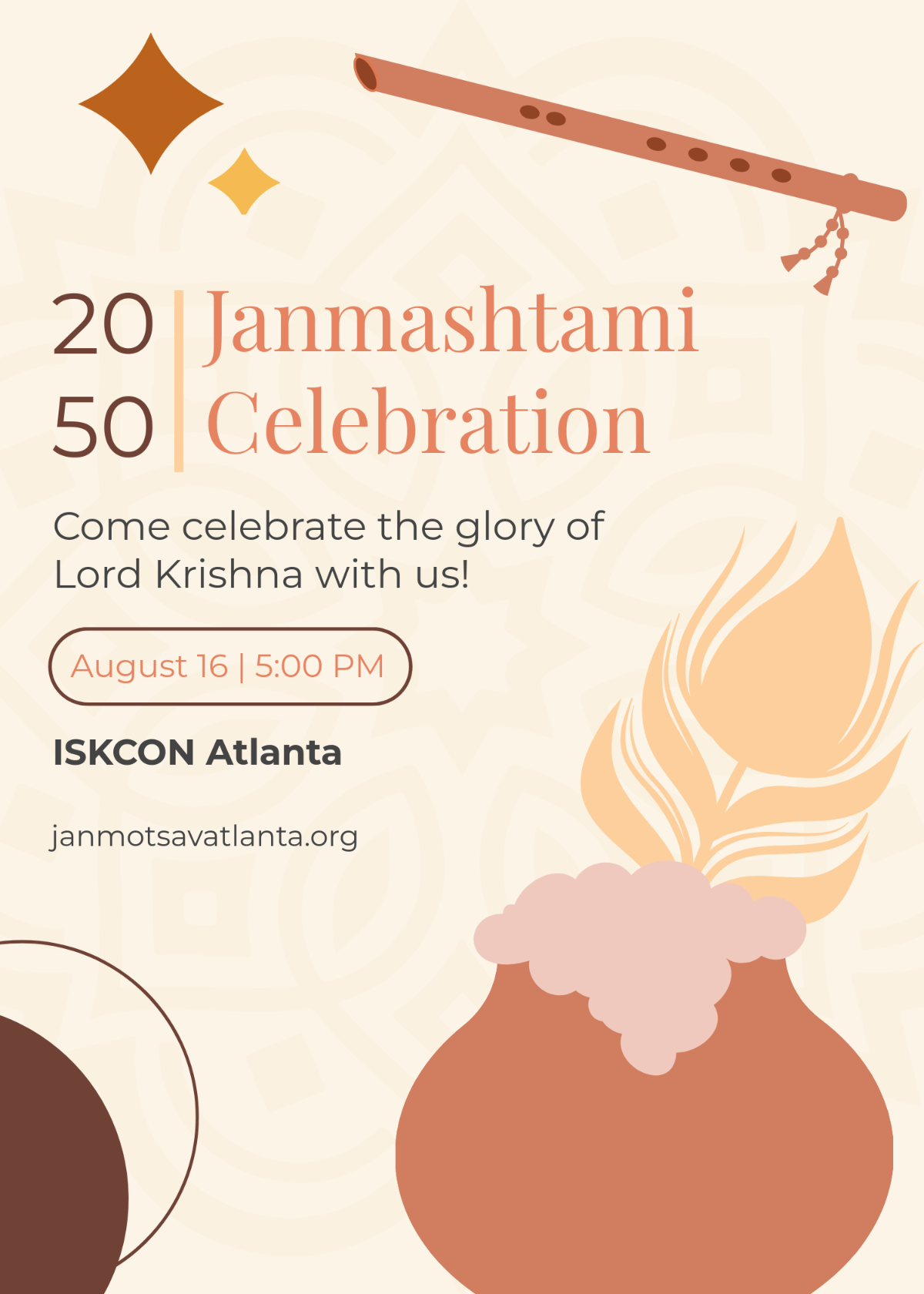 Free Aesthetic Janmashtami Event Invitation Template to Edit Online