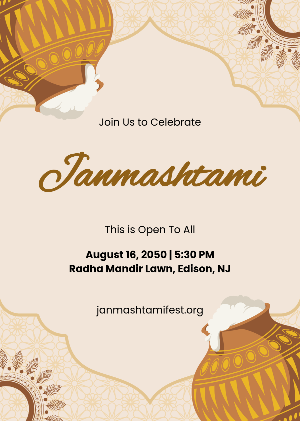 Janmashtami Invitation Banner Template to Download