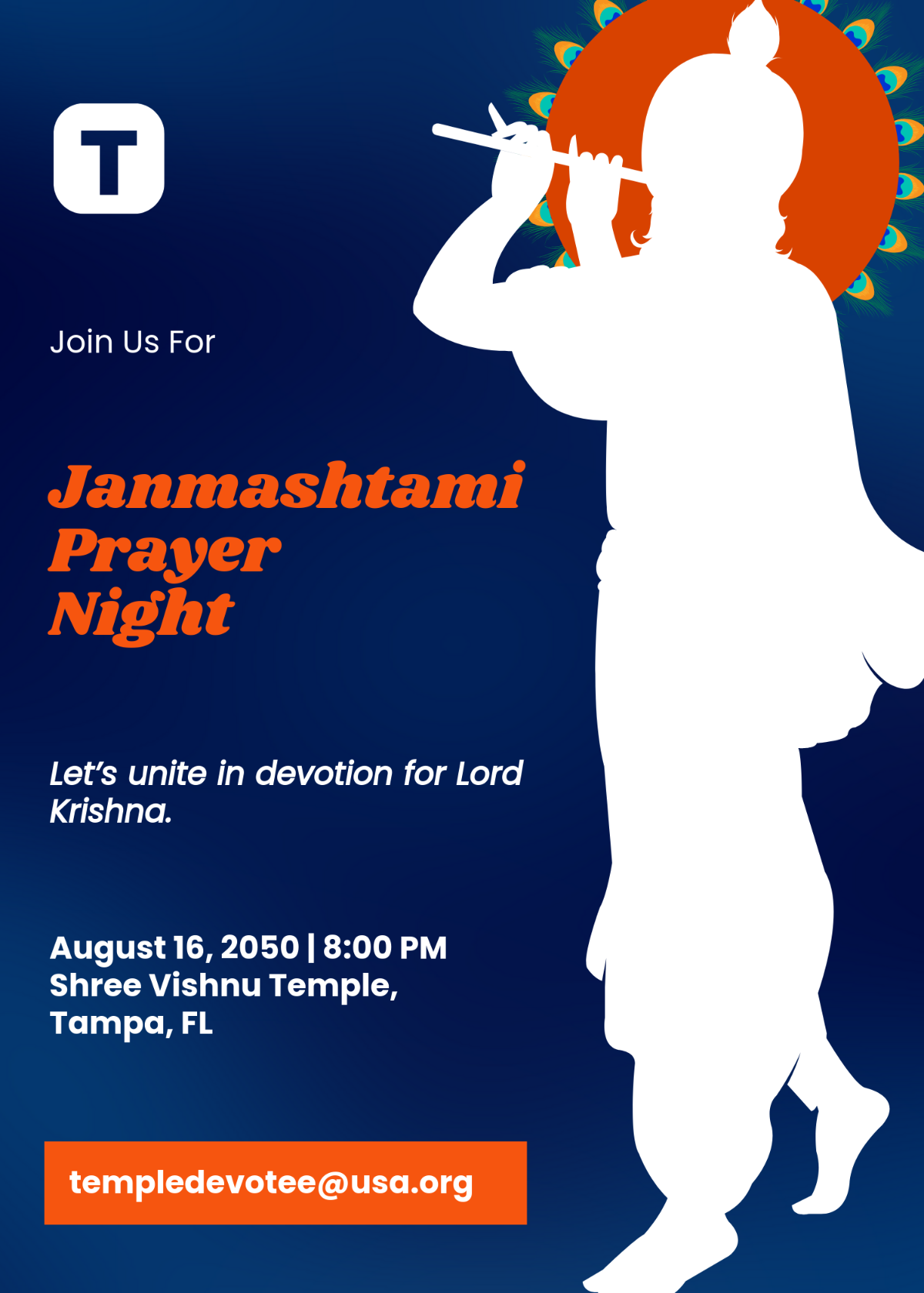 Janmashtami Prayer Invitation Design Template to Download