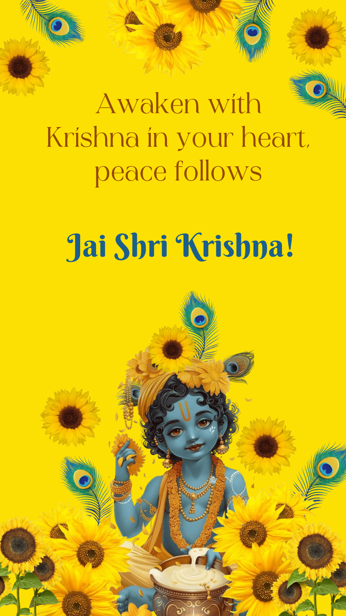 Free Good morning Happy Janmashtami Quote Template