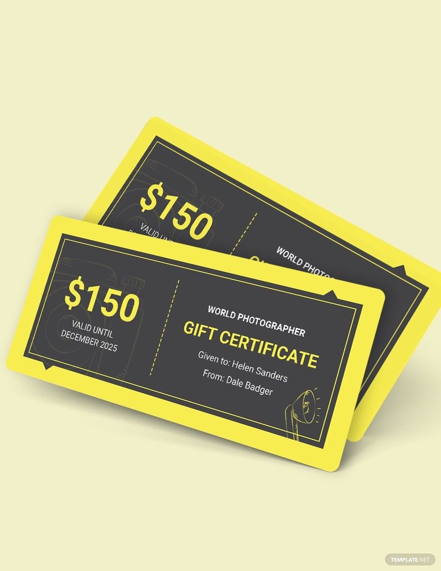 Photography School Gift Certificate Template
