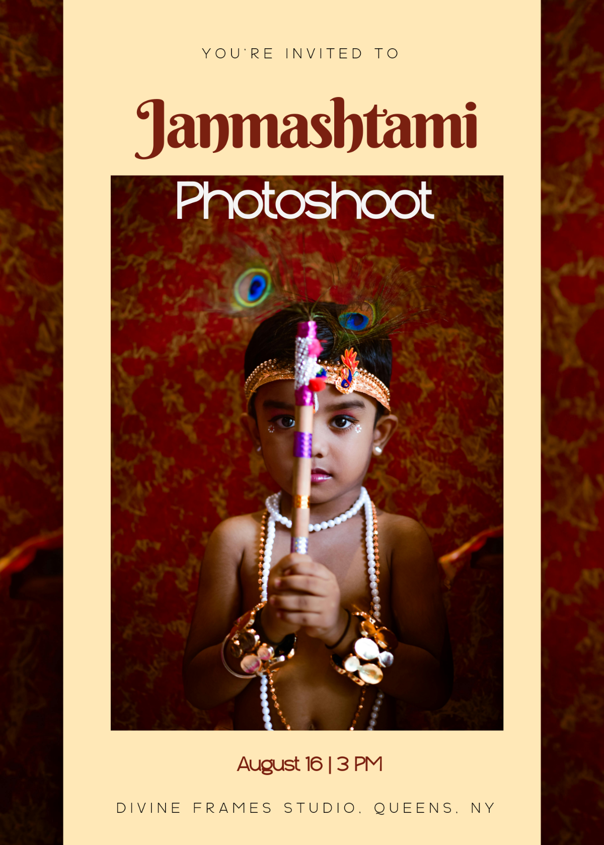 Free Janmashtami Photo Invitation Template to Edit Online