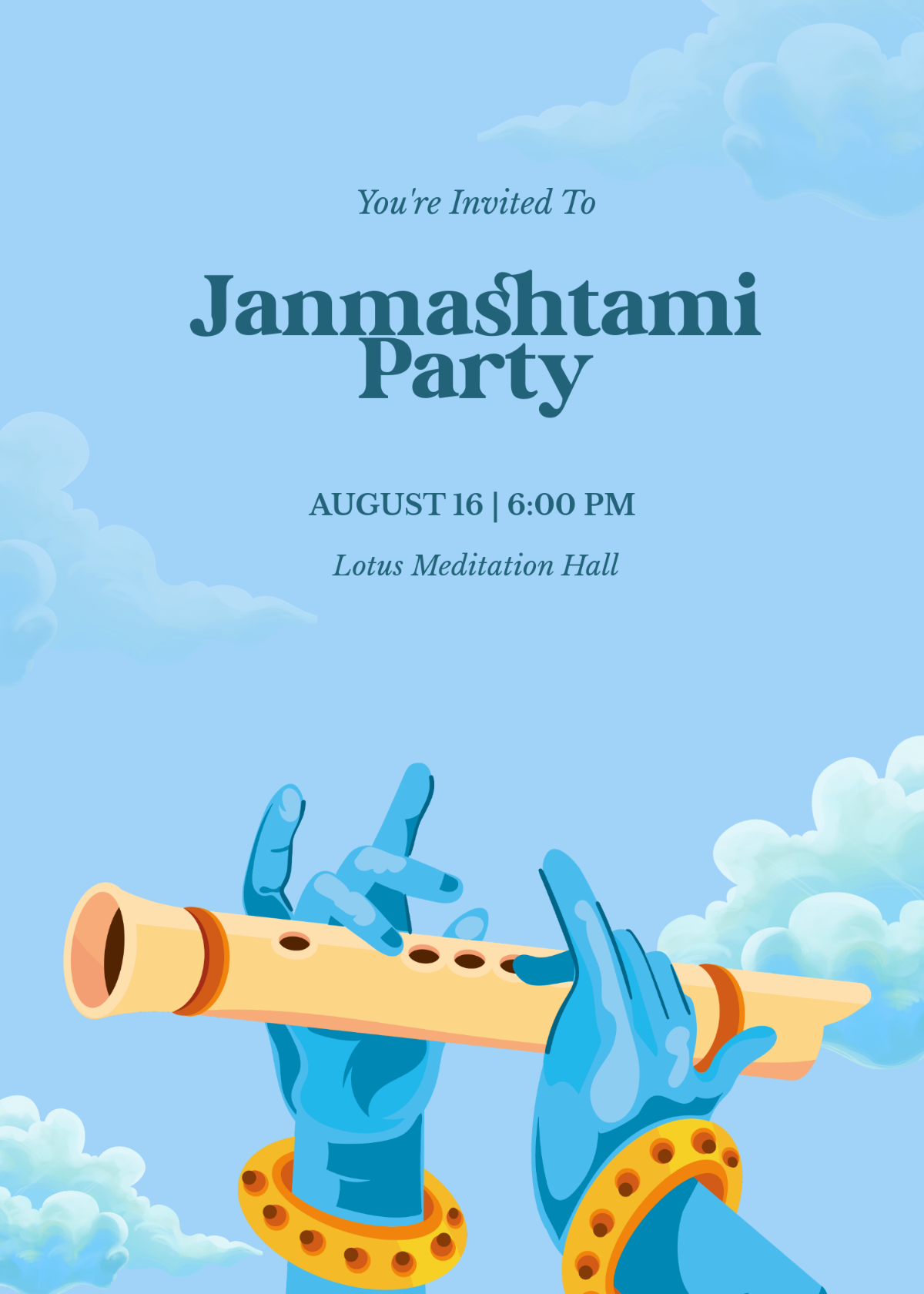 Free Minimalist Janmashtami Invitation Template