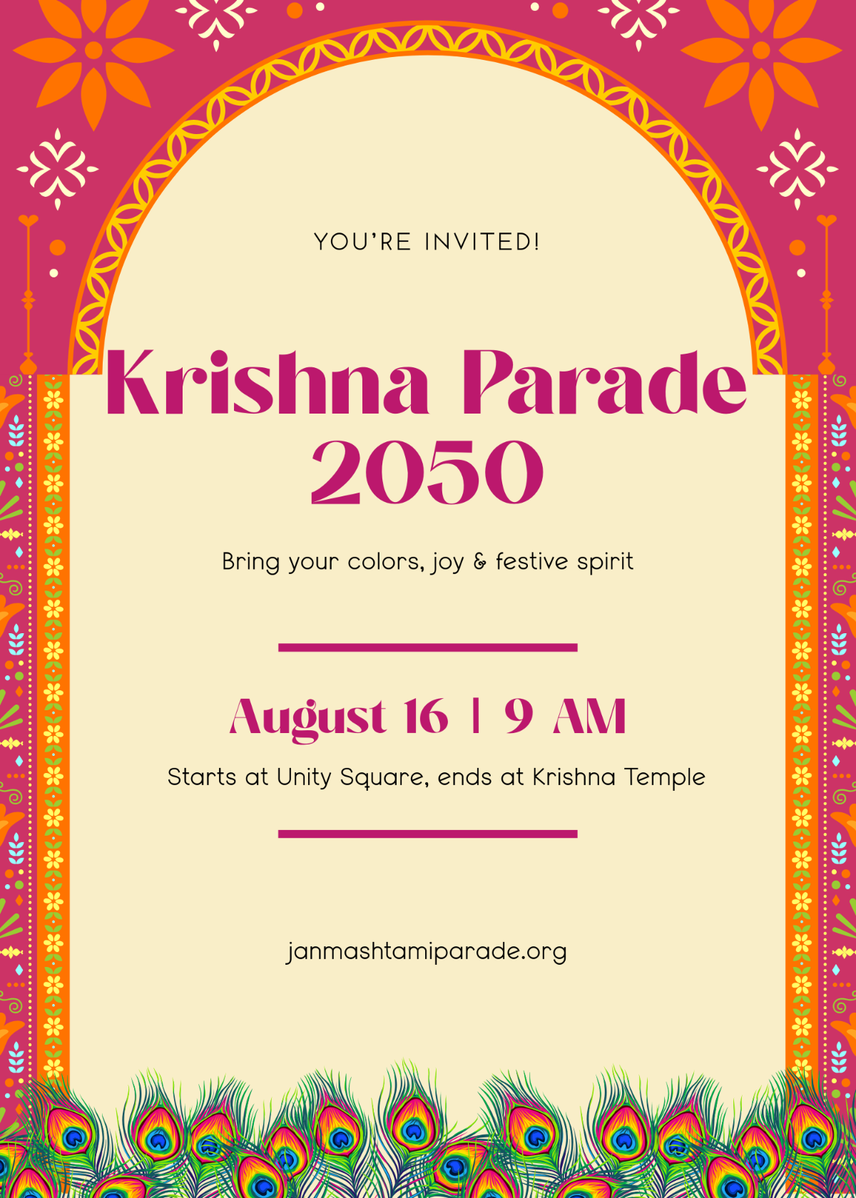 Free Janmashtami Parade Invitation Template