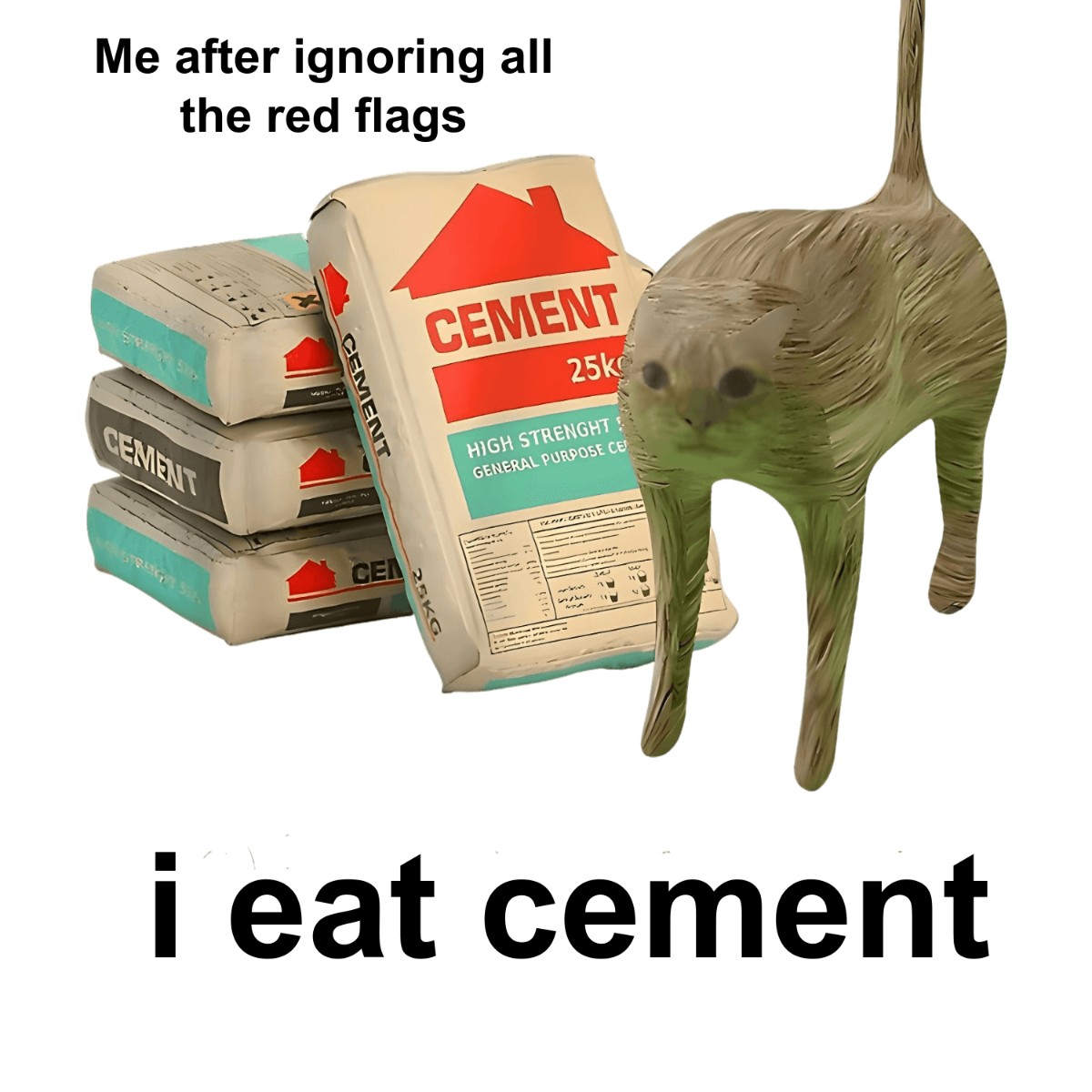 Free I Eat Cement Cursed Cat Meme Template