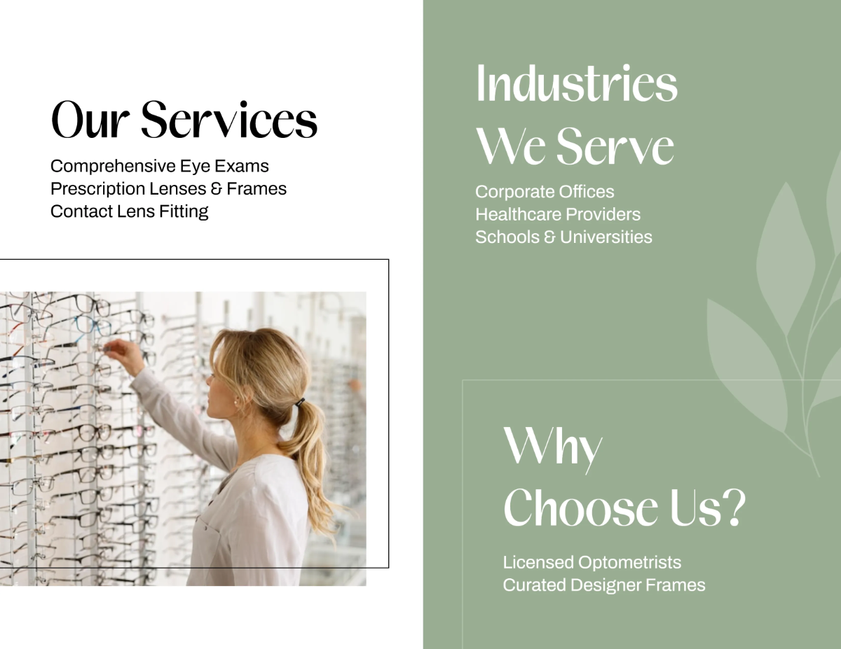 Free Optical Store Brochure Template to Edit Online