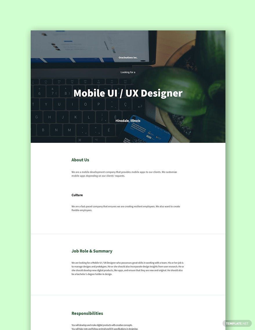 Mobile UI UX Designer Job Description