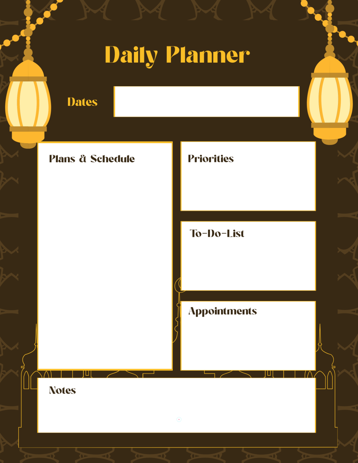 Free Arabic Planner Template to Edit Online
