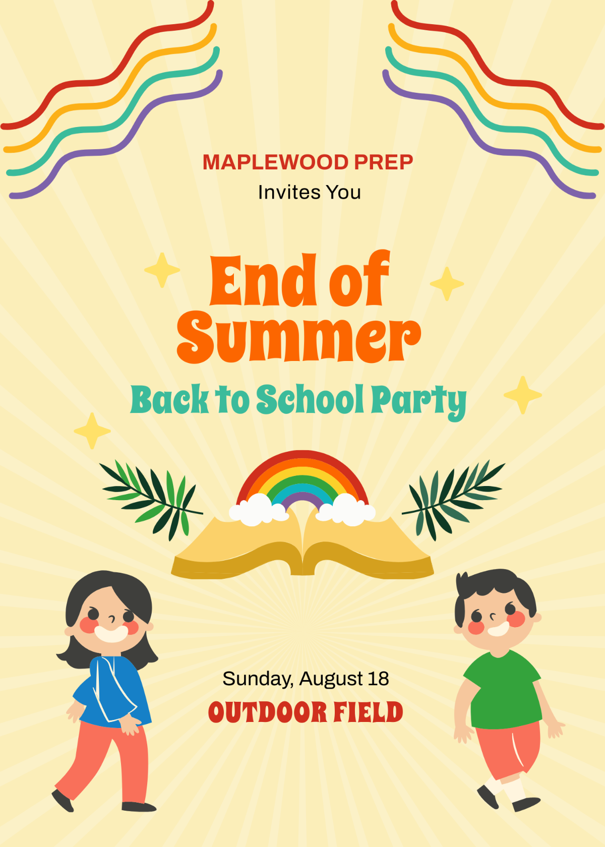 Free End of Summer Back To School Invitation Template