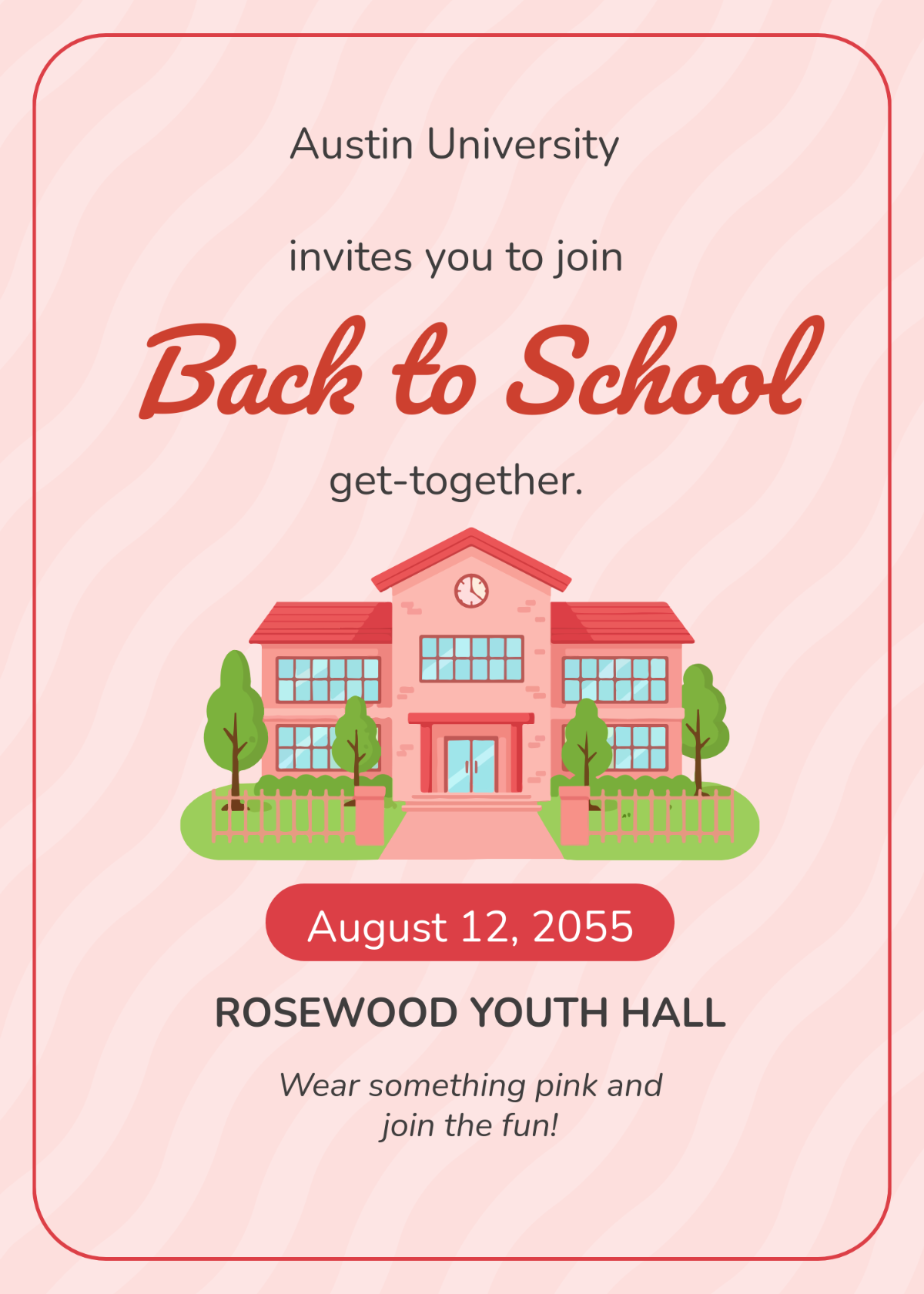 Free Pink Back To School Bash Invitation Template
