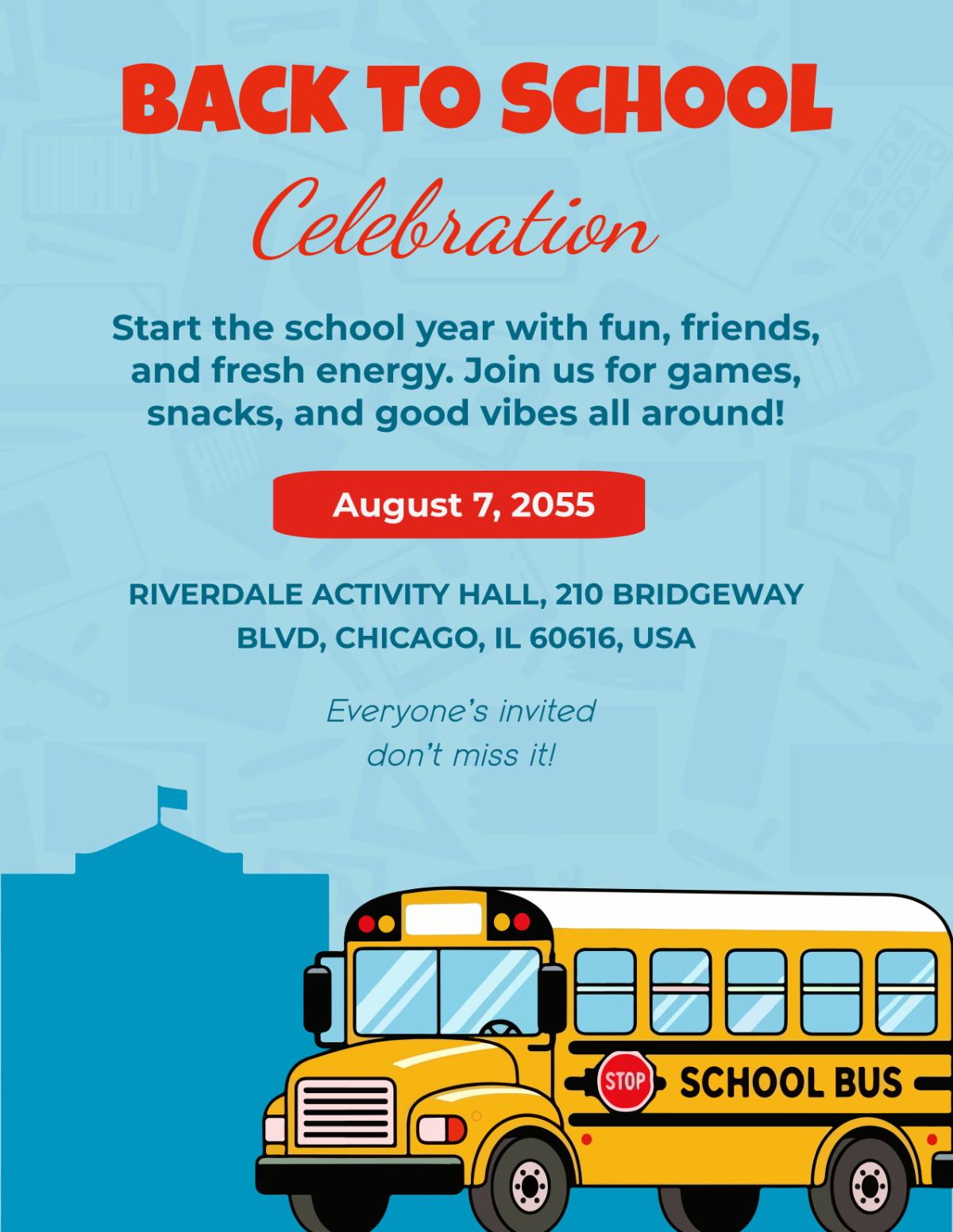 Free Back To School Invitation Flyer Design Template