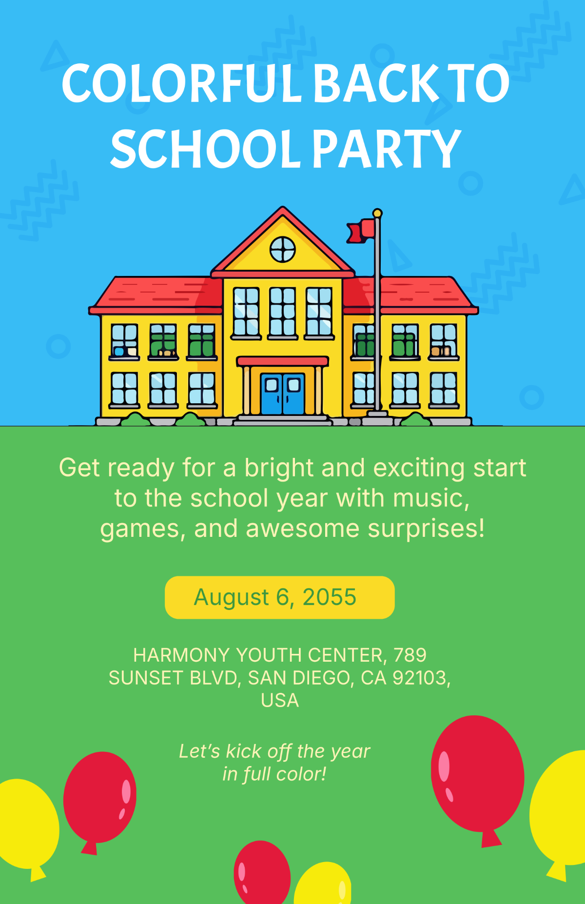 Free Colorful Back To School Invitation Poster Template