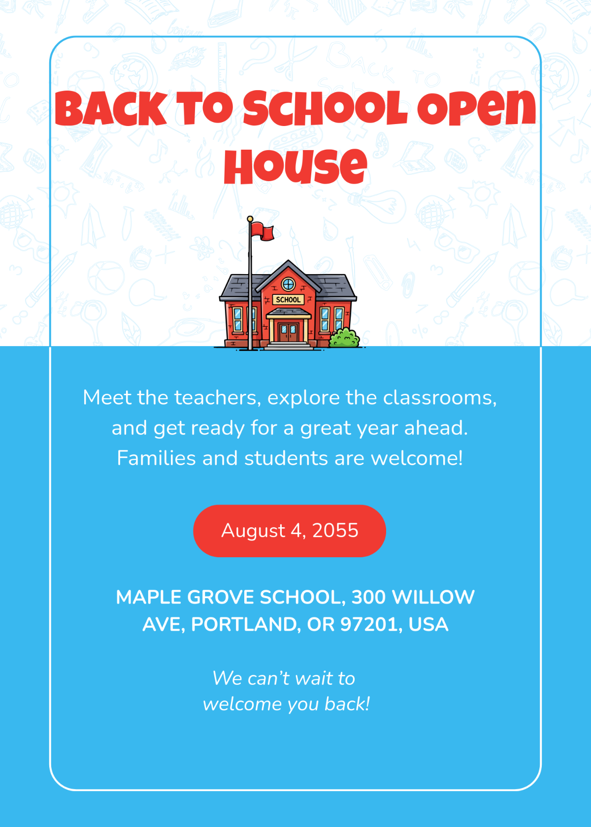 Free Back To School Open House Invitation Template