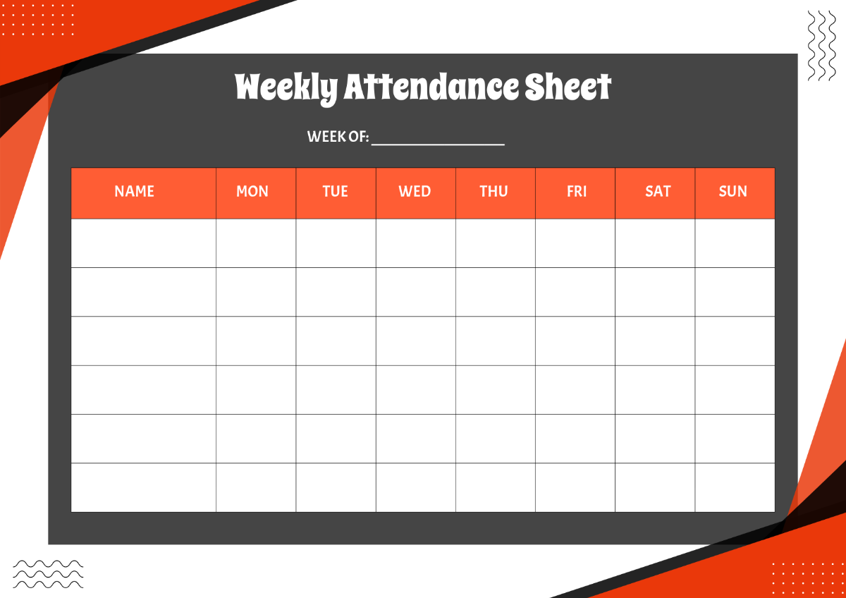 Weekly Attendance Sheet Template to Download