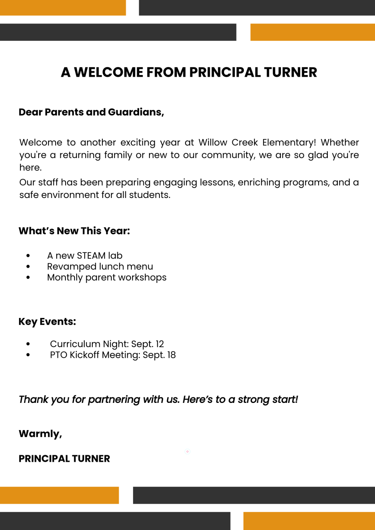 Back To School Newsletter from Principal Template to Download
