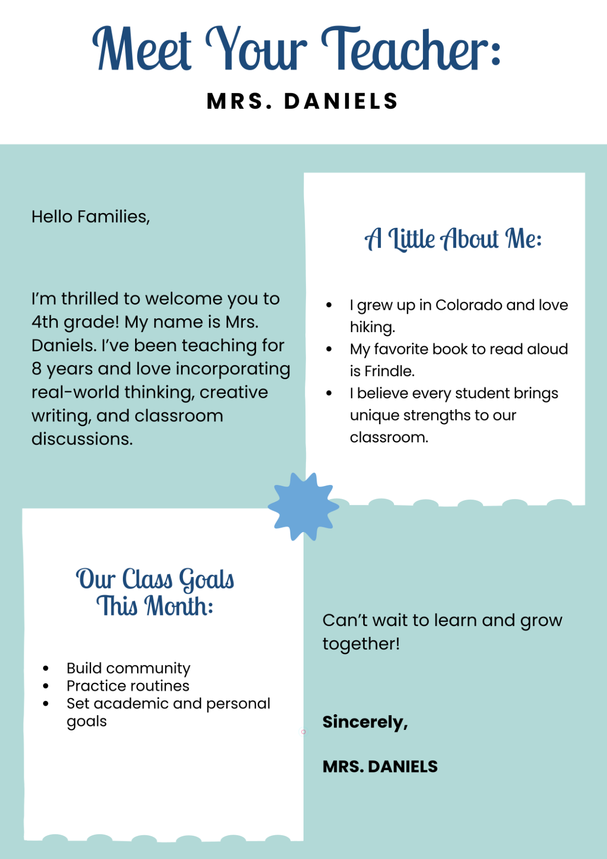 Meet the Teacher Back To School Newsletter Template to Download