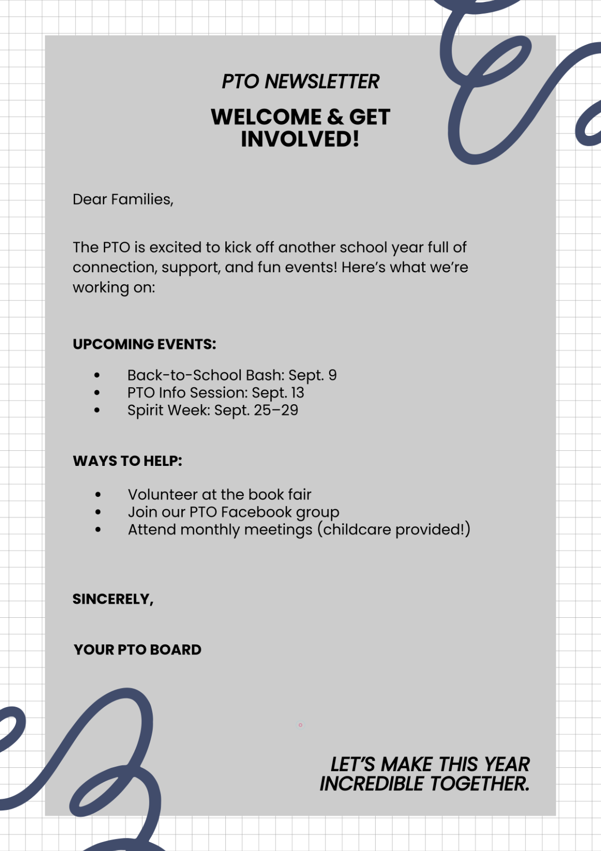 Gray Back To School PTO Newsletter Template to Download