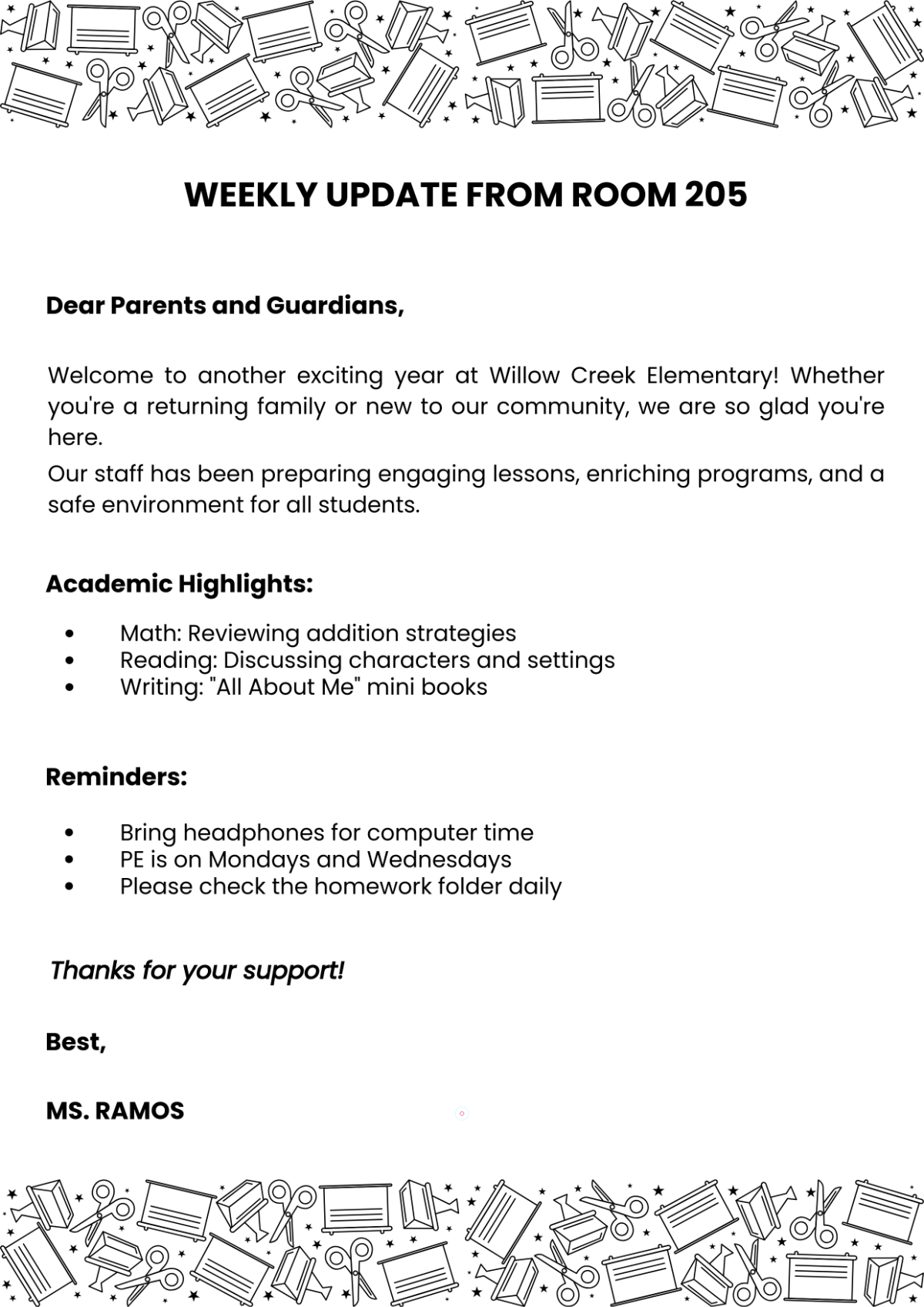 Back To School Newsletter Template to Download