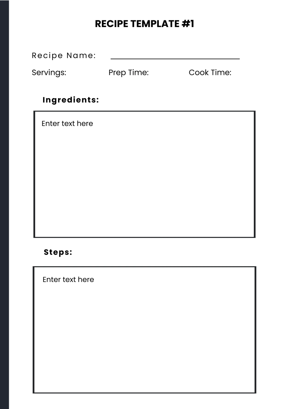 Free Recipe Workbook Template to Edit Online