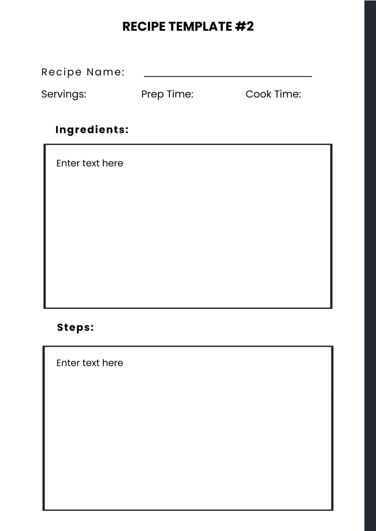 Free Recipe Workbook Template to Edit Online
