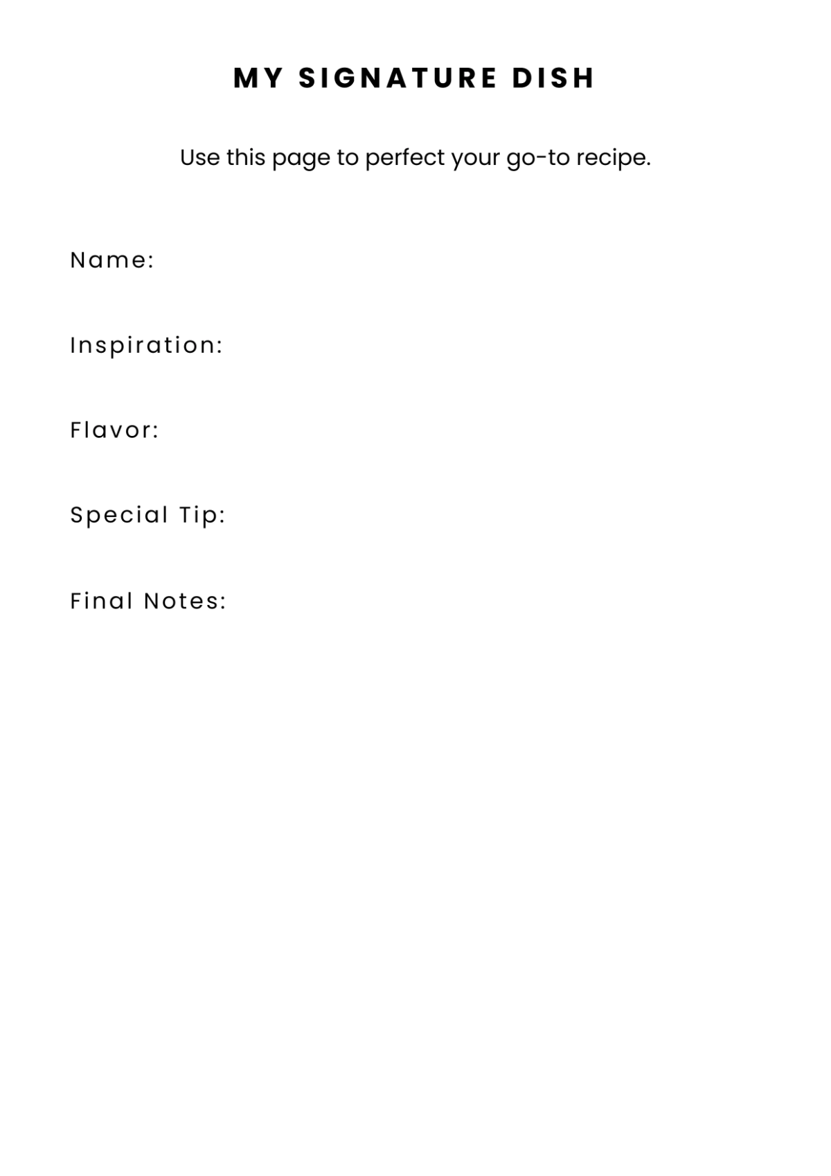 Free Recipe Workbook Template to Edit Online