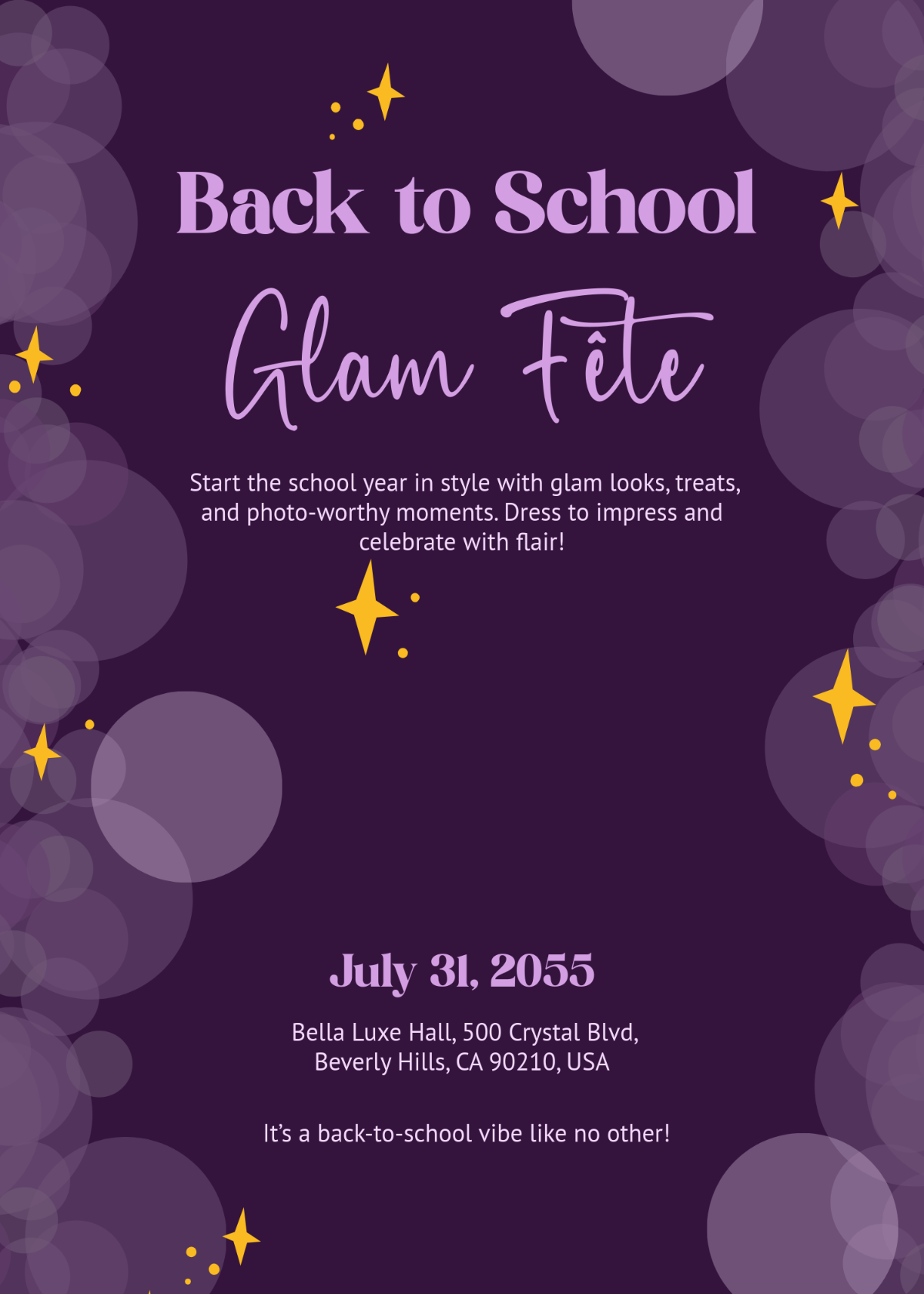 Free Back To School Glam Fete Invitation Template
