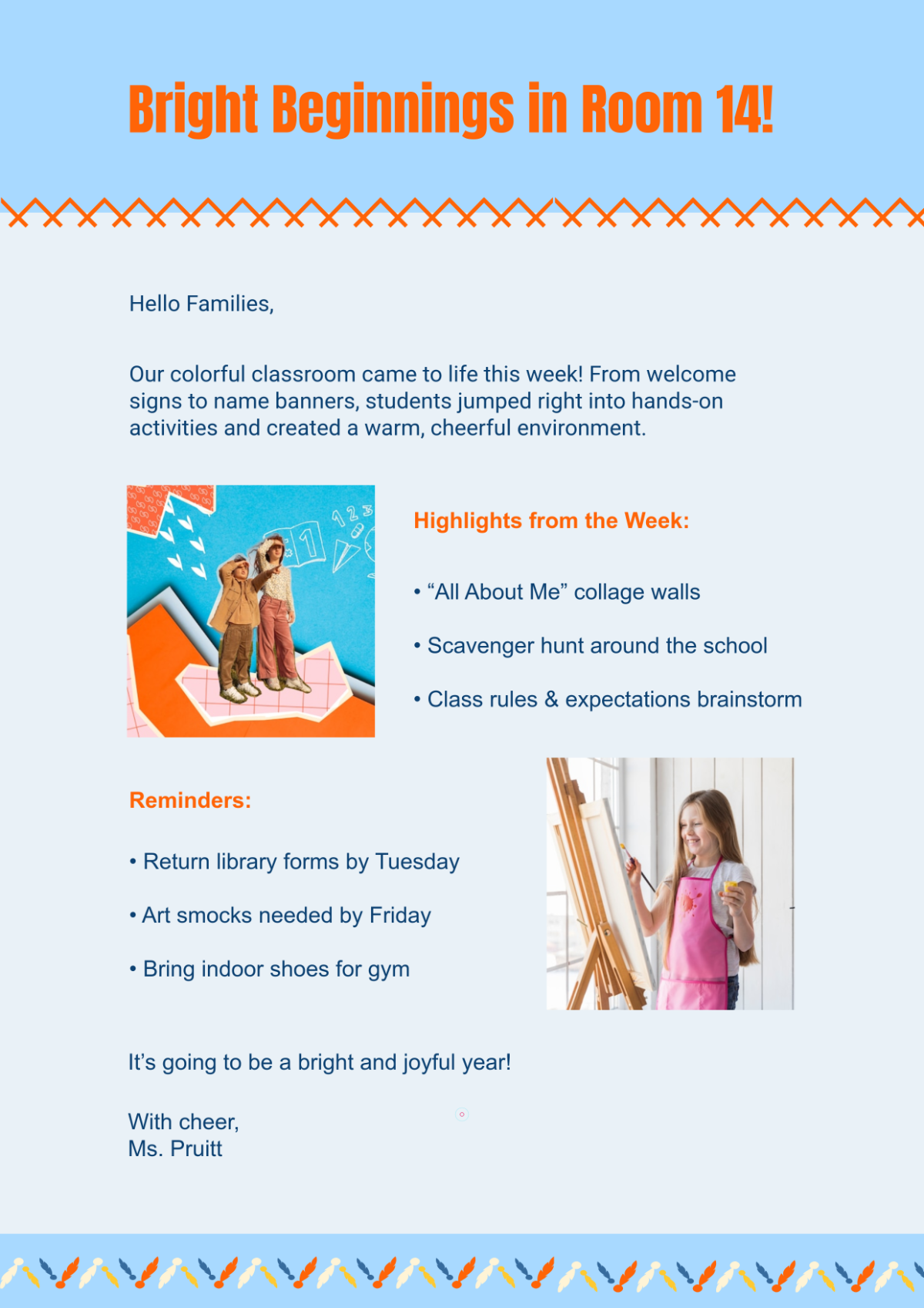 Free Decorative Back To School Newsletter Template to Edit Online