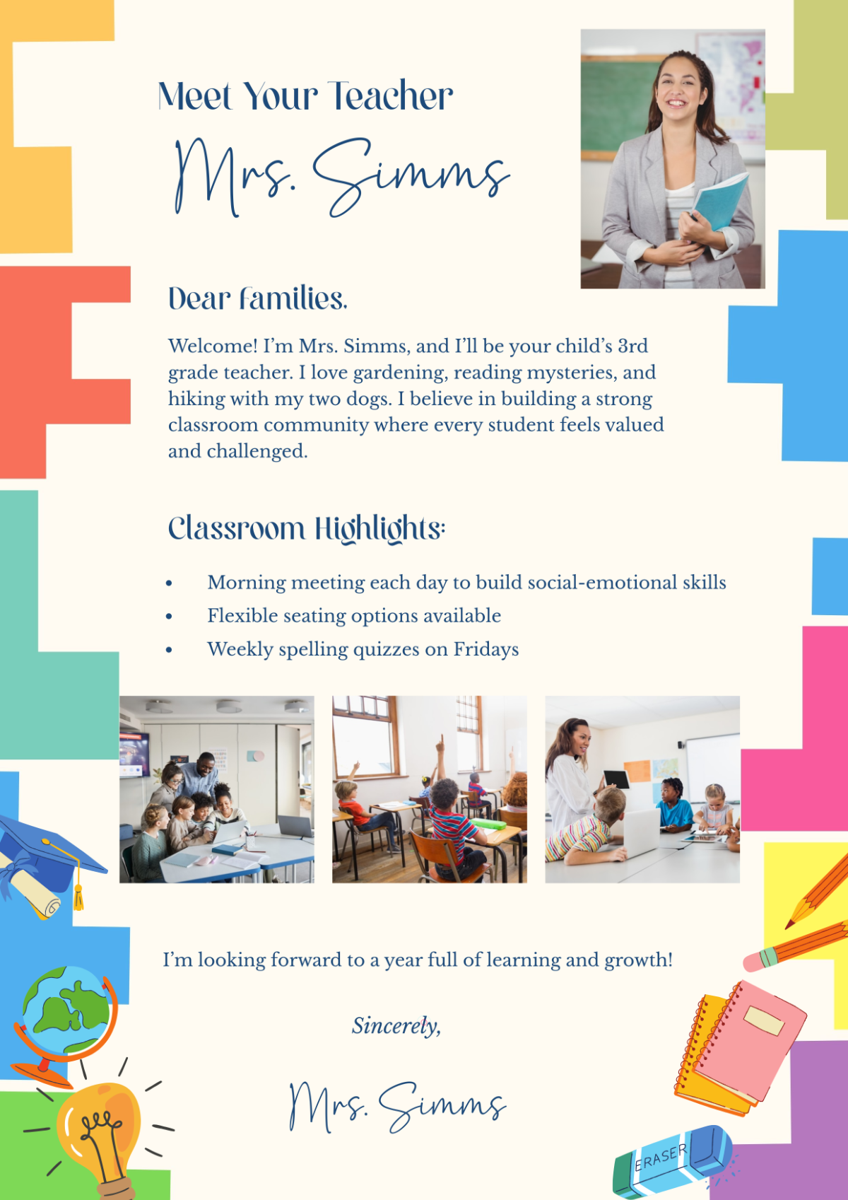 Free Back To School Teacher Newsletter Template to Edit Online