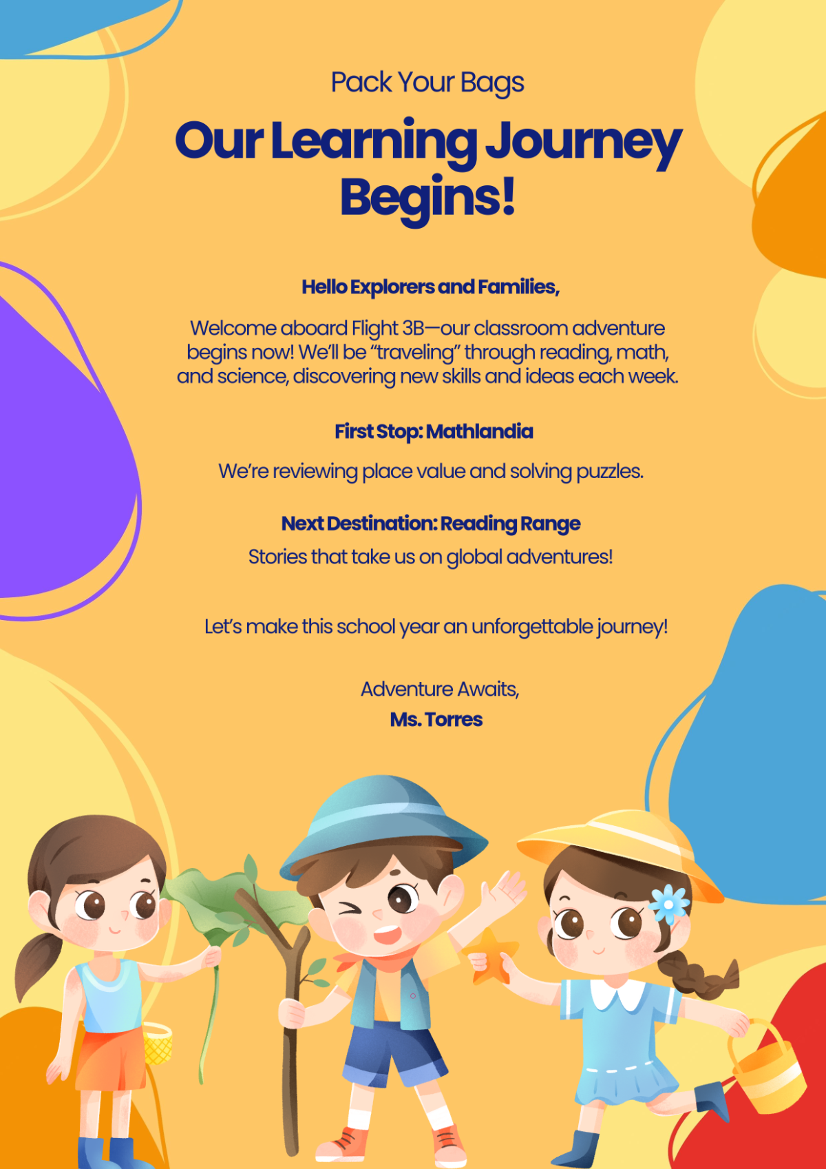 Free Colorful Back To School Travel Newsletter Template to Edit Online