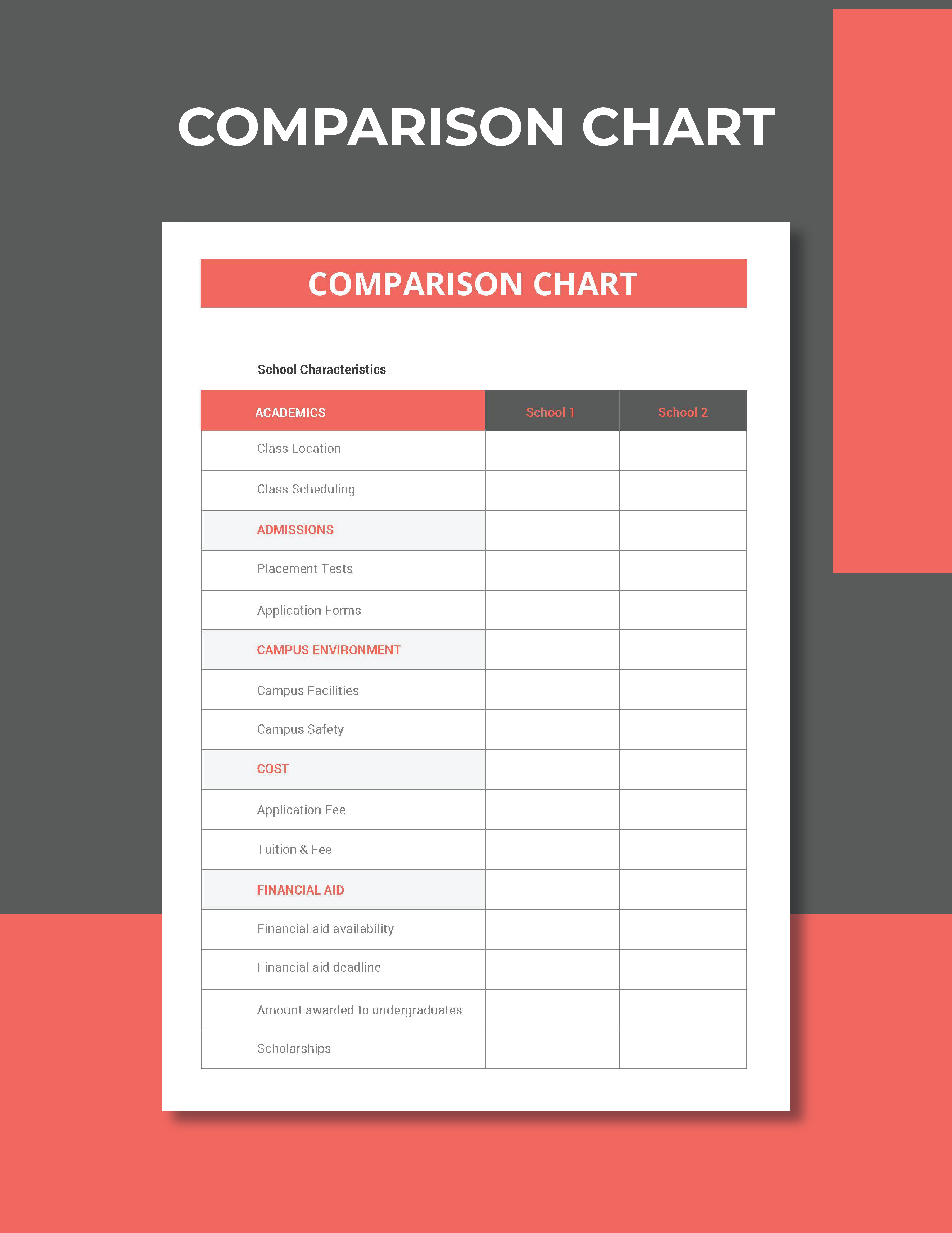 Comparison Chart Template Word Comparison Chart Template Word