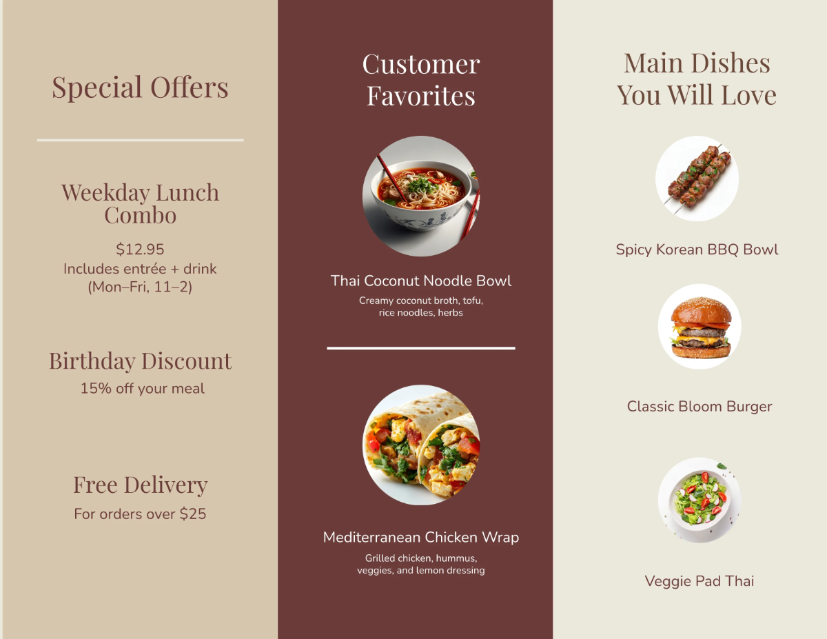 Free Minimalist Food Brochure Template to Edit Online