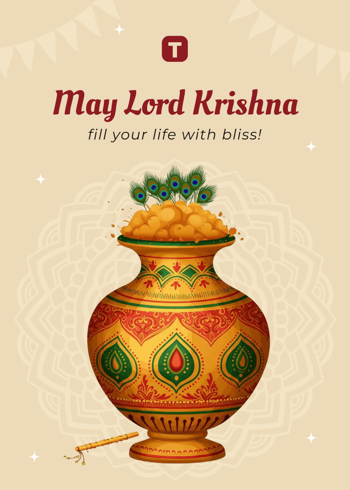 Free Lord Krishna Janmashtami Wishes Template to Edit Online
