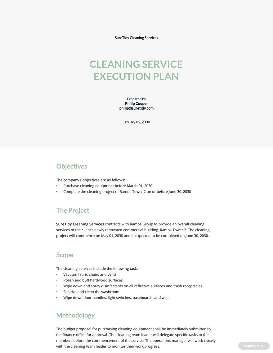 Cleaning Service Business Plan Template Google Docs, Word, Apple