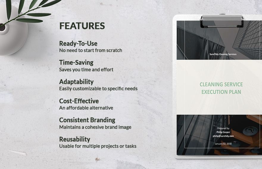 Execution Plan Template for Cleaning Services