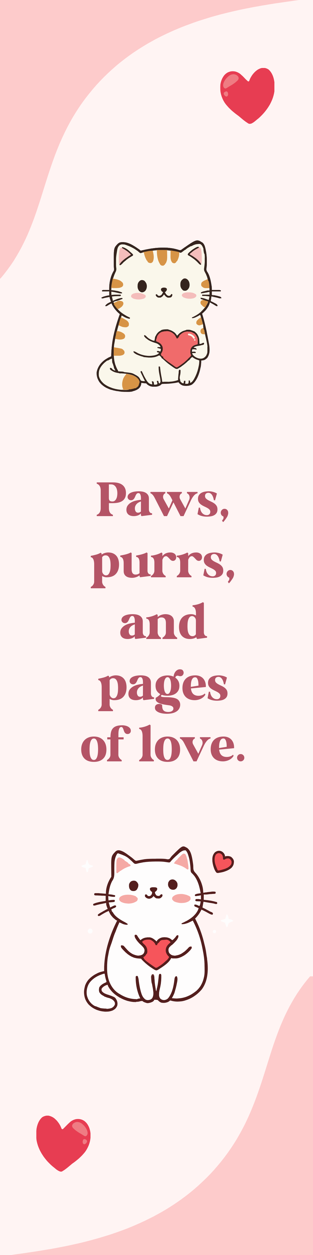 Free Cute Cats Valentine Bookmark Template