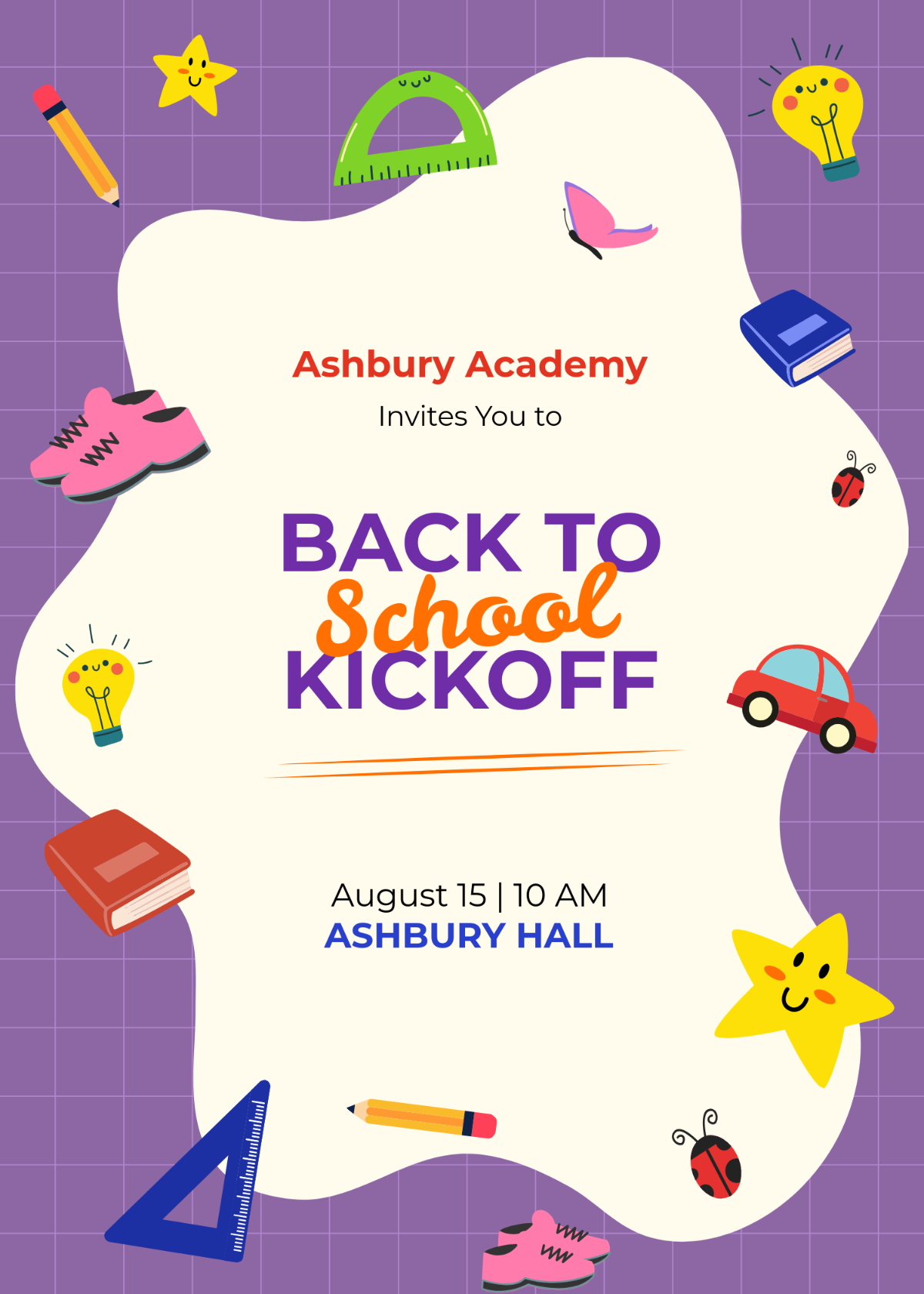 Free Back To School Invitation for Kids Template to Edit Online