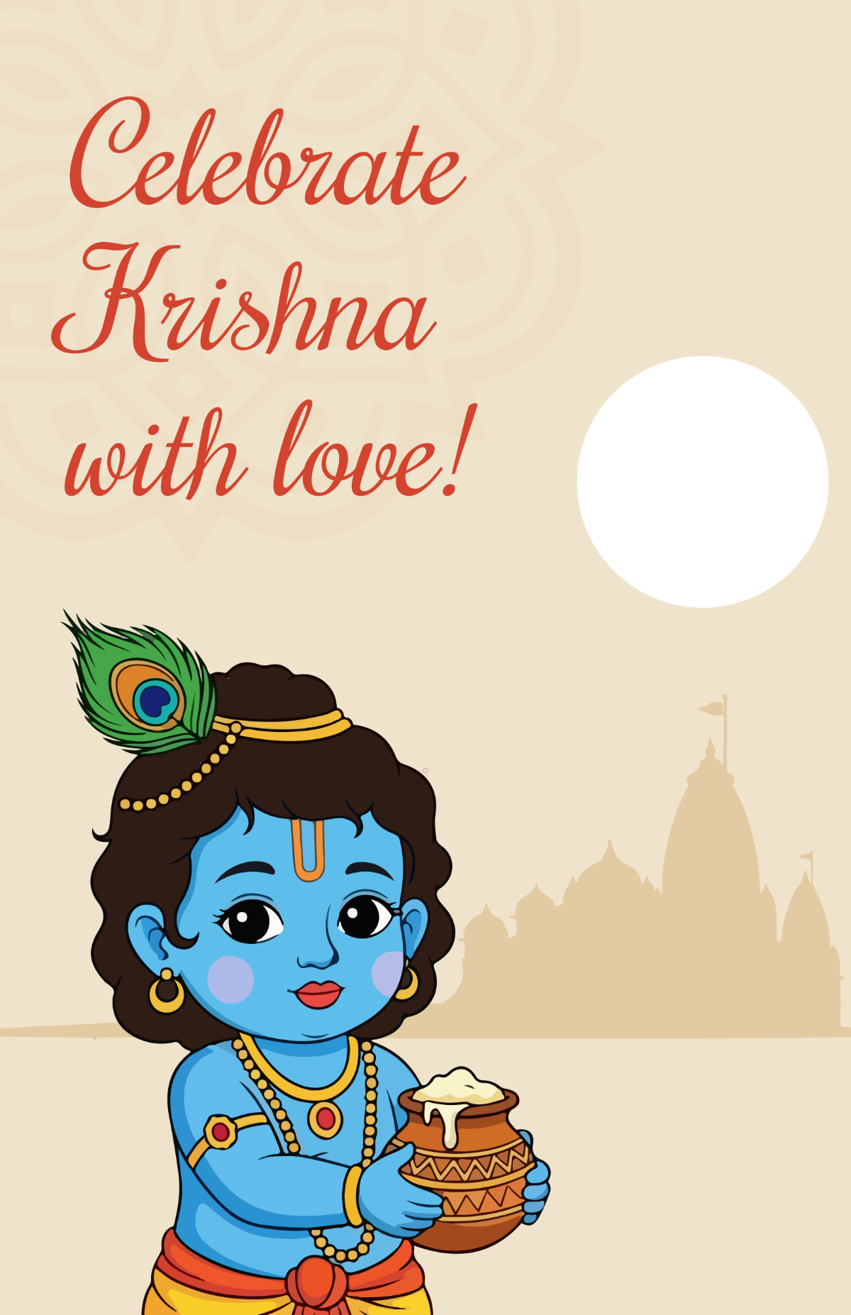 Janmashtami Poster Drawing Template
