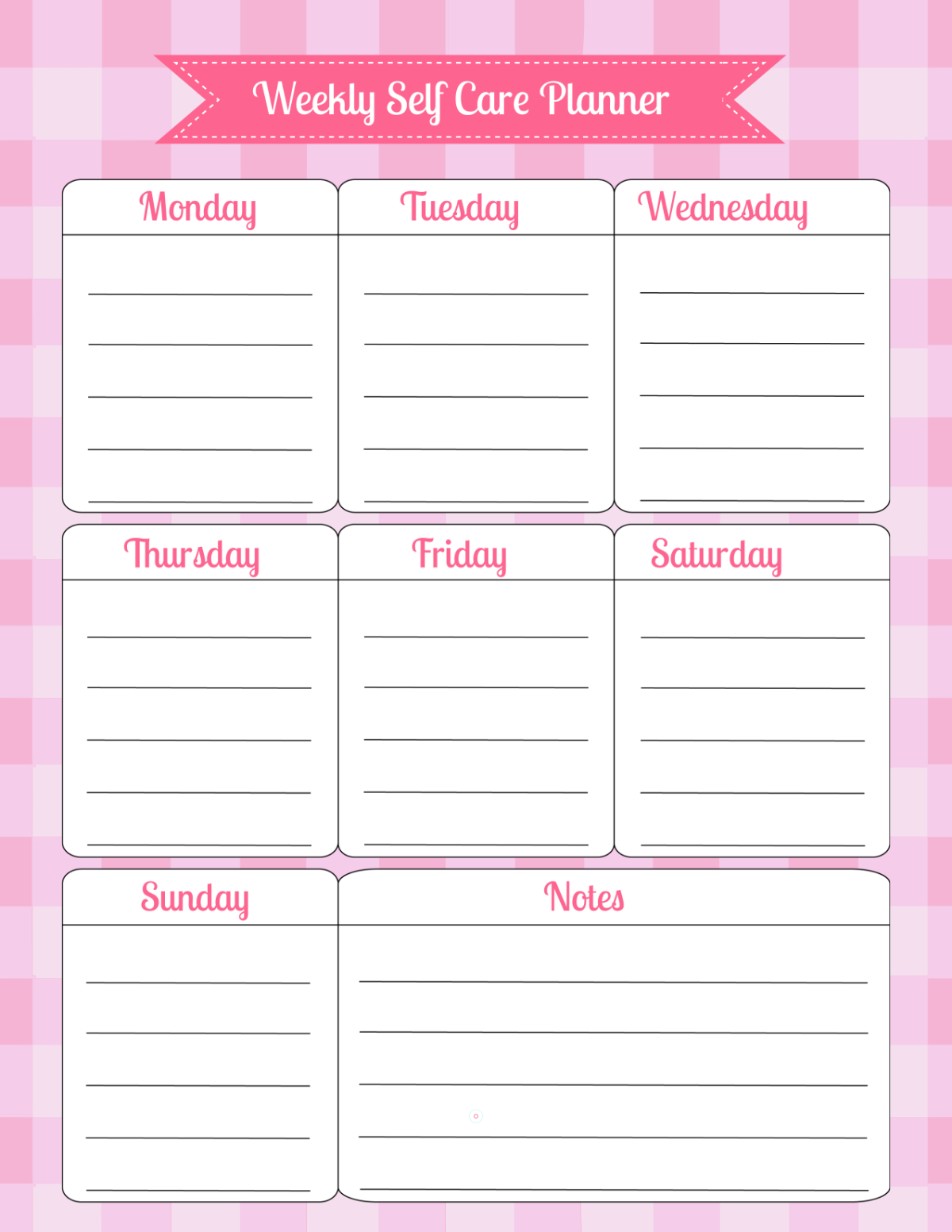 Free Weekly Self- Care Template