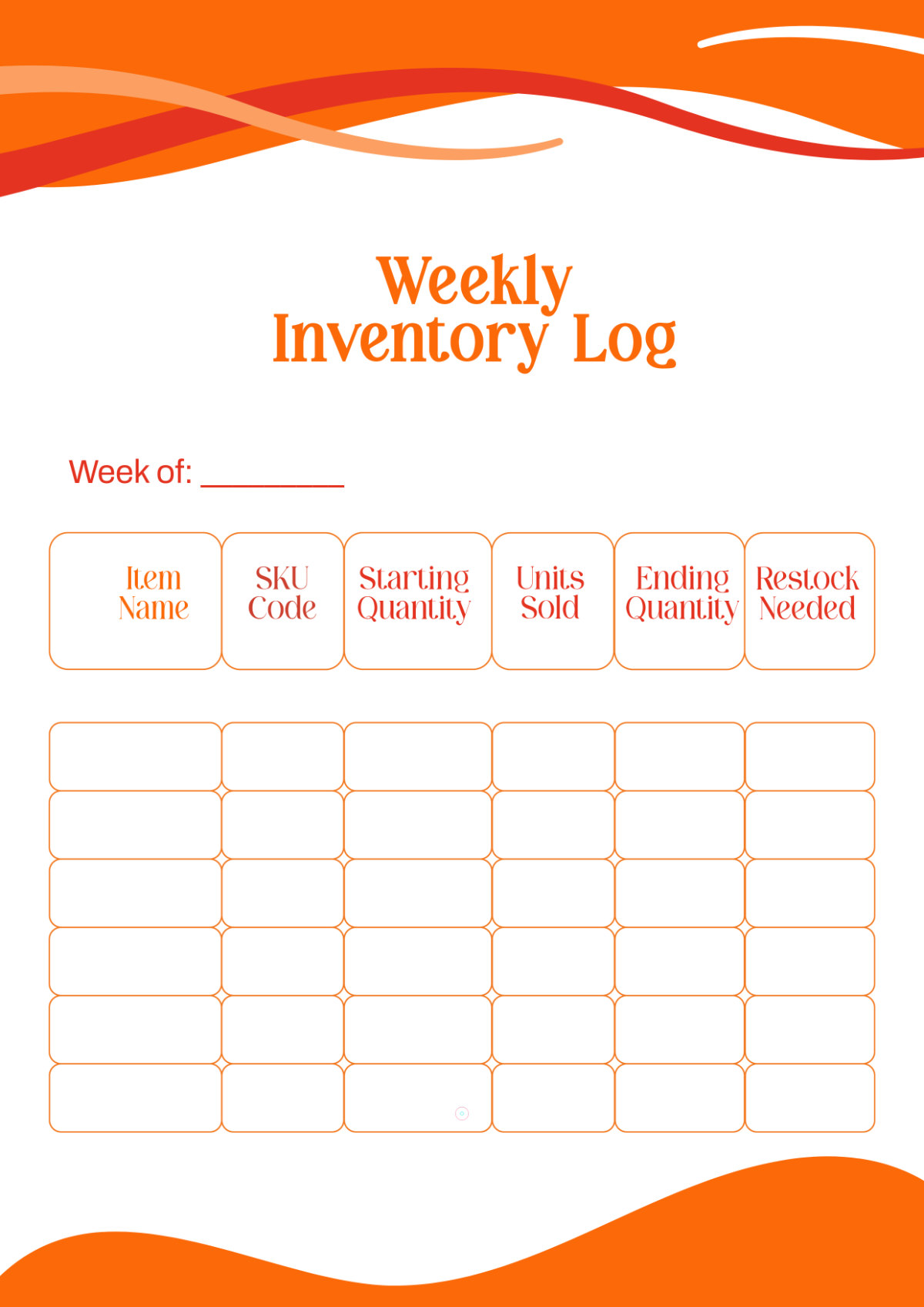 Free Modern Weekly Inventory Template